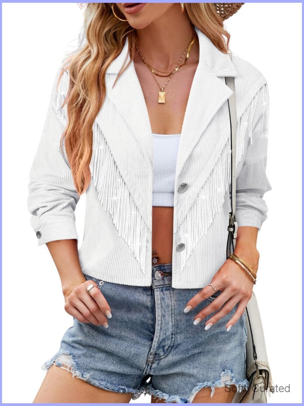 Western Fringe Jacket Cowgirl Cropped Tassel Shacket Concert Outfit - Picture 6 of 6